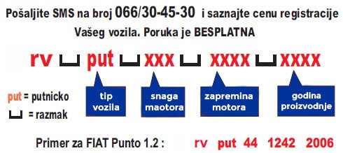 SMS Kalkulator registracije vozila