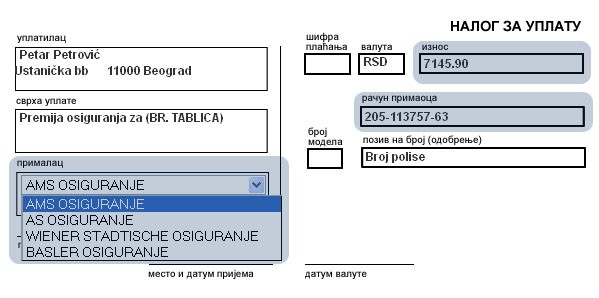 uplatnica izbor osiguranja