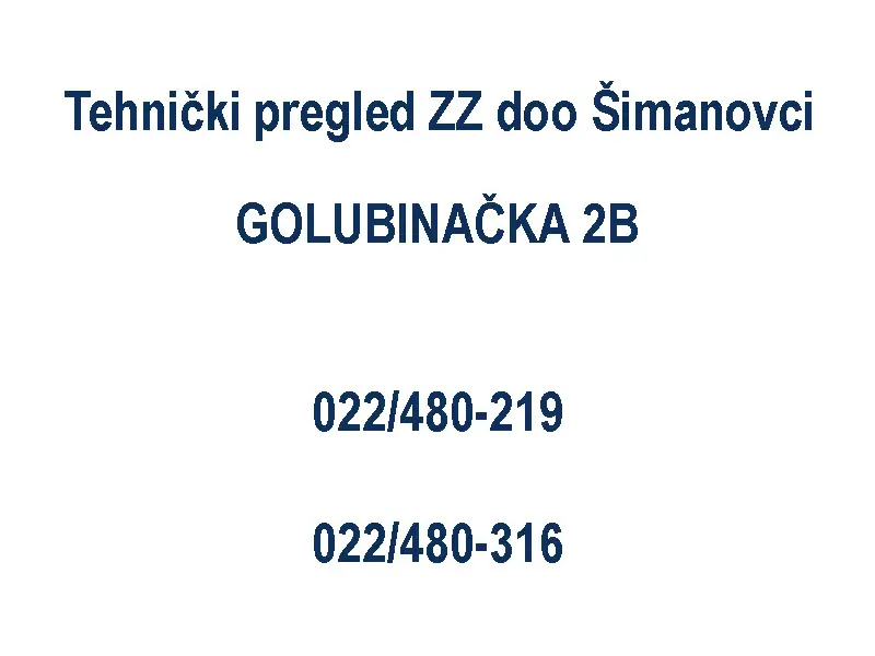 Tehnički pregled ZZ doo Šimanovci