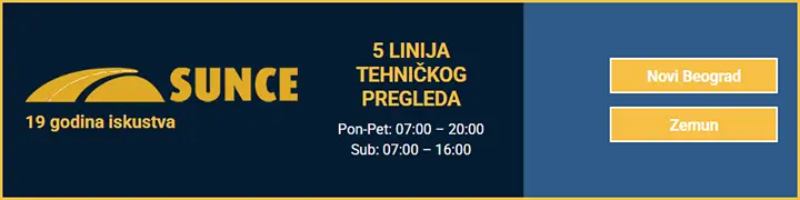 Tehnički pregled Sunce na Novom Beogradu i Zemunu